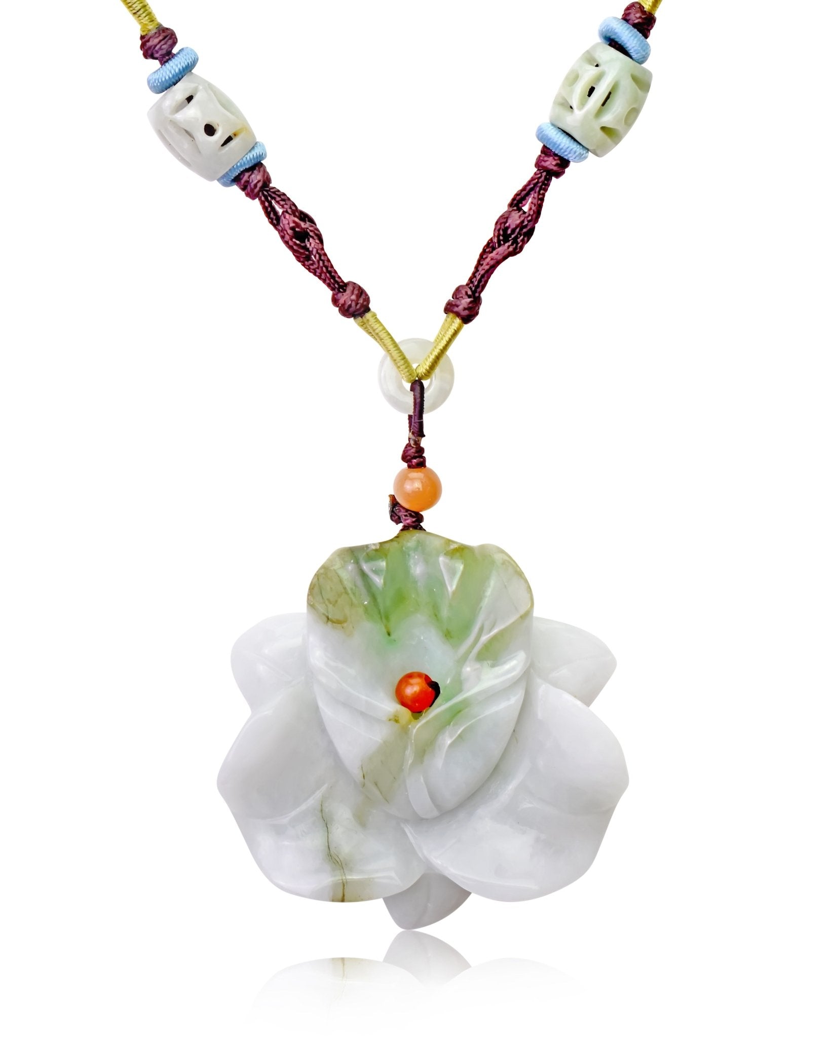 Ice jade pendant Orchid Flower handmade jewelry for her