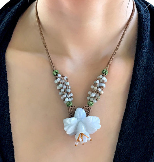 Iris Flower Necklace for February Birth Flower Necklace Birthday Gift