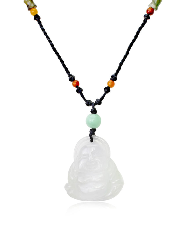 Jade Buddha Necklace Men White Jade Buddha Pendant for Father Jade Buddha Necklace Gift for Father’s Day 