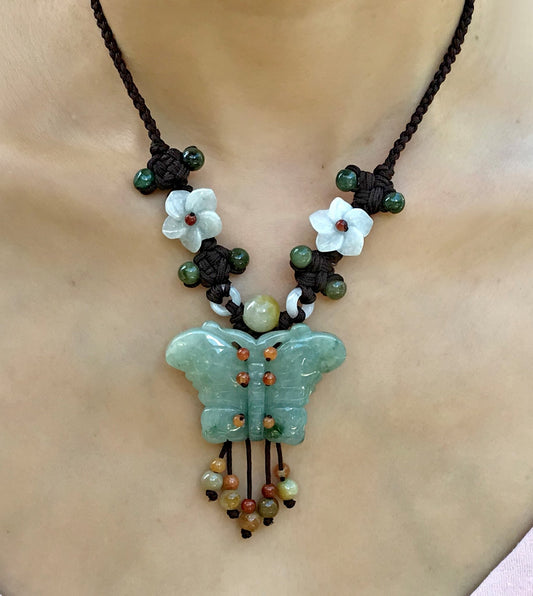 Jade Butterfly Pendant for Joyful Birthday Gift Unique handmade jewelry butterfly necklace for Women
