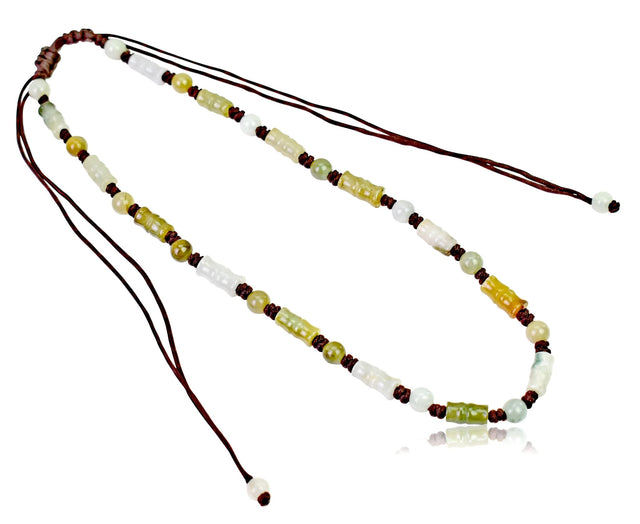 Jade Chain Necklace Featuring Jade Bamboo Unique Gift for Mother’s Day or Father's Day 
