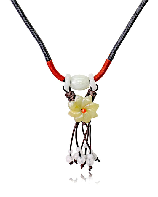 Jade Charm Necklace Chrysanthemum Flower Gift for Women