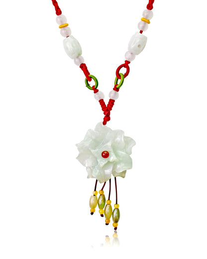 Jade Charm Necklace Chrysanthemum Flower for Women Mother's Day Gift