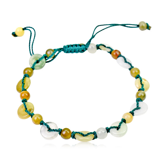 Jade Disc Pendant Unisex Bracelets for Men or Women The Feng Shui Bracelet 