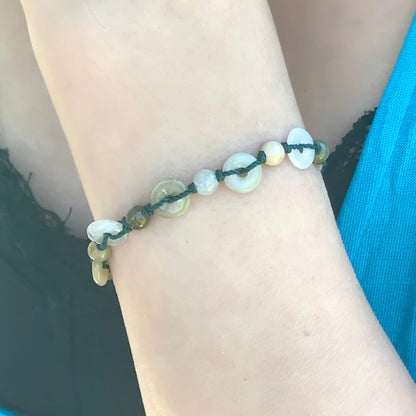 Jade Disk Pendant for Women or Men Unisex Bracelet Friendship Jewelry for Birthday Gift