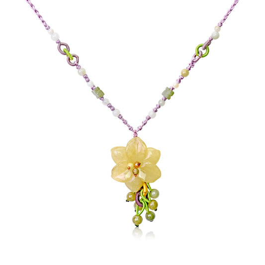 Jade Flower of Pear Blooms for Women Flower Shaped Necklace Vibrant Energy Gift 