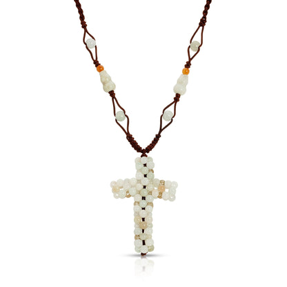Men Beaded Necklace a Symbolic Cross Pendant for Him Faith Cross Necklaces Holiday Gift