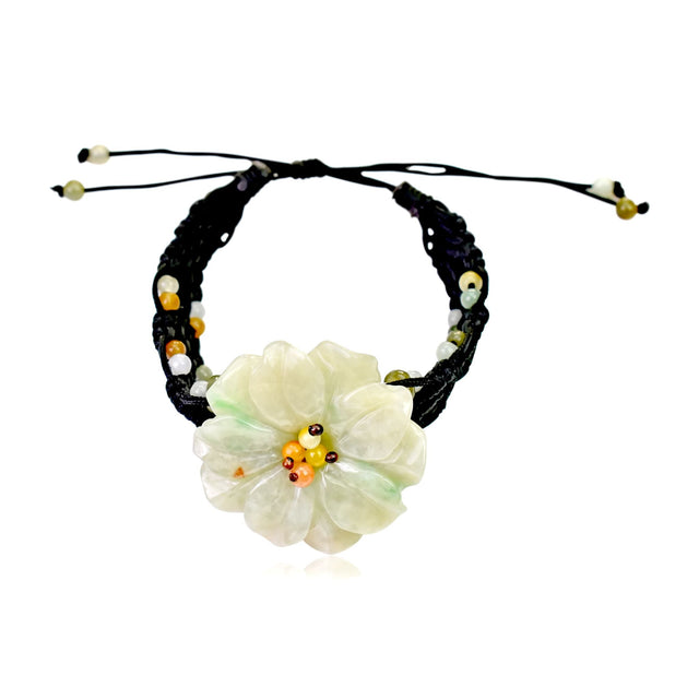 Jade and anemone in water a delicate piece of floral gemstone jewelry for heartfelt gifting