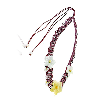 Jade and floral choker necklace with columbine flower white a perfect birthday gift for love and serenity