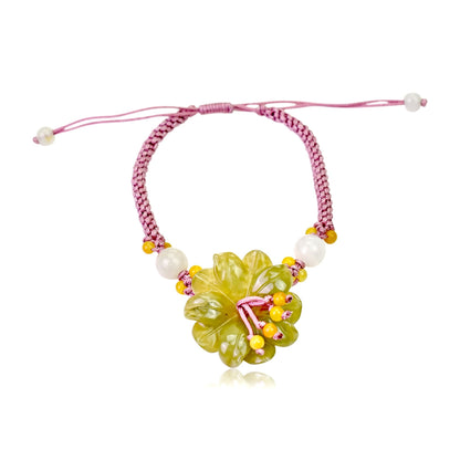 Jade bracelet with anemone a delicate handmade jewelry for women  a thoughtful handmade gift for wife on Valentine’s Day

