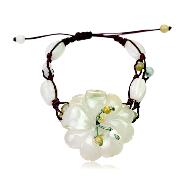 Jade stone jewellery, a cherry blossom flower for women a meaningful anniversary gift promoting love and connection