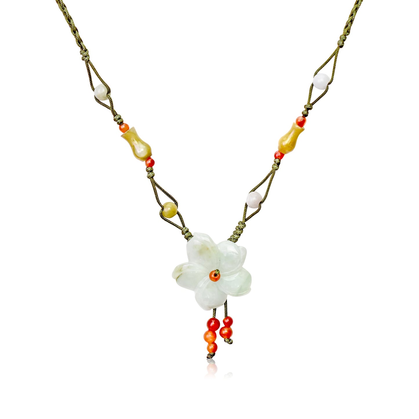 Ladies Stone Necklace Inspired by Rocky Mountain Columbine Flower a Pendant with Green Gem