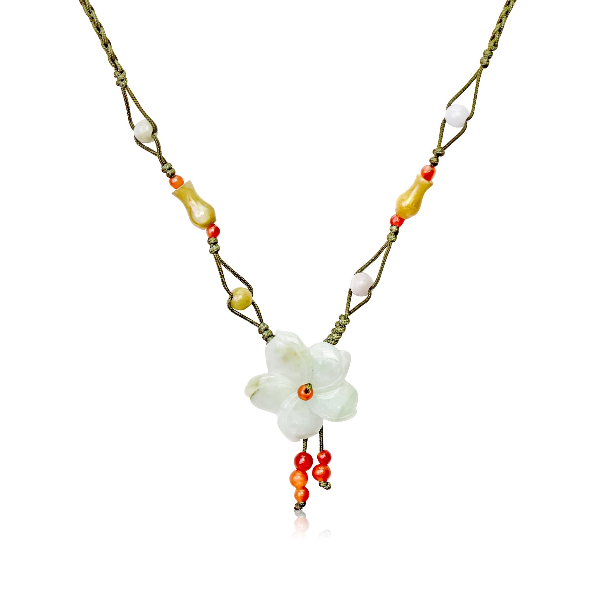 Ladies Stone Necklace Inspired by Rocky Mountain Columbine Flower a Pendant with Green Gem
