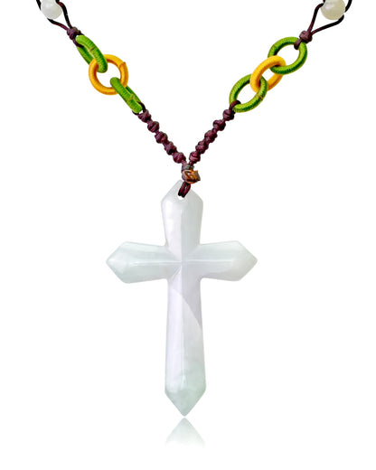 Jade Cross Necklace for Christmas Gift Large Cross Necklace a Designer Cross Necklace for Holidays