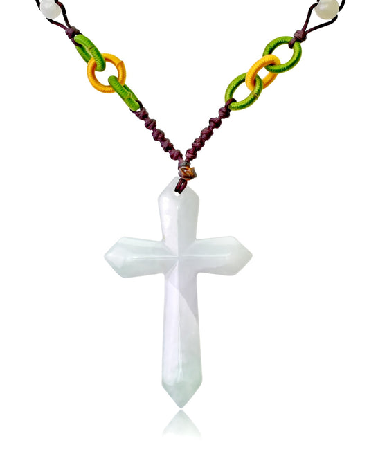 Jade Cross Necklace for Christmas Gift Large Cross Necklace a Designer Cross Necklace for Holidays