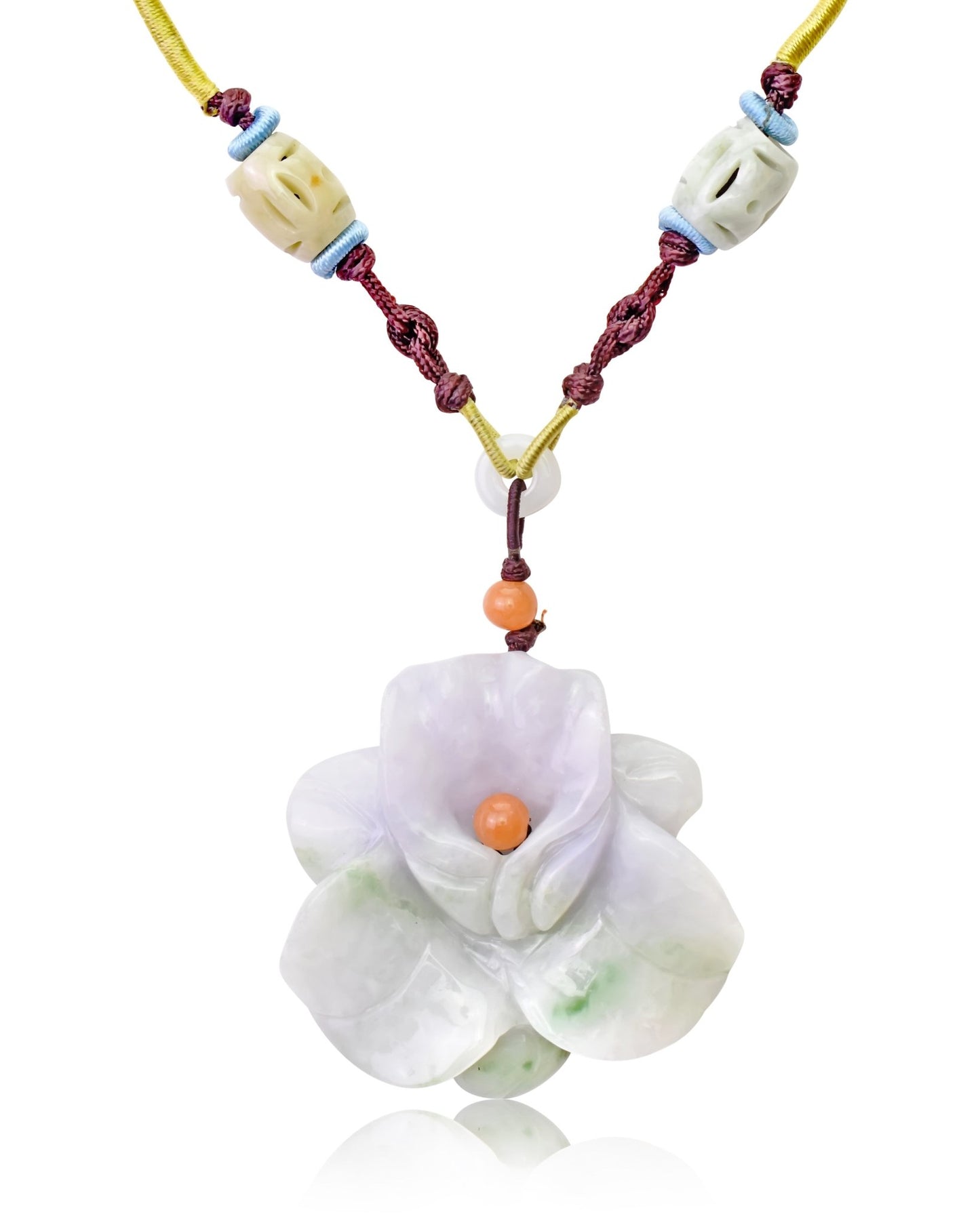 Lavender Jade Necklace Orchid Flower Handmade Jewelry Stunning Orchid Pendant 
