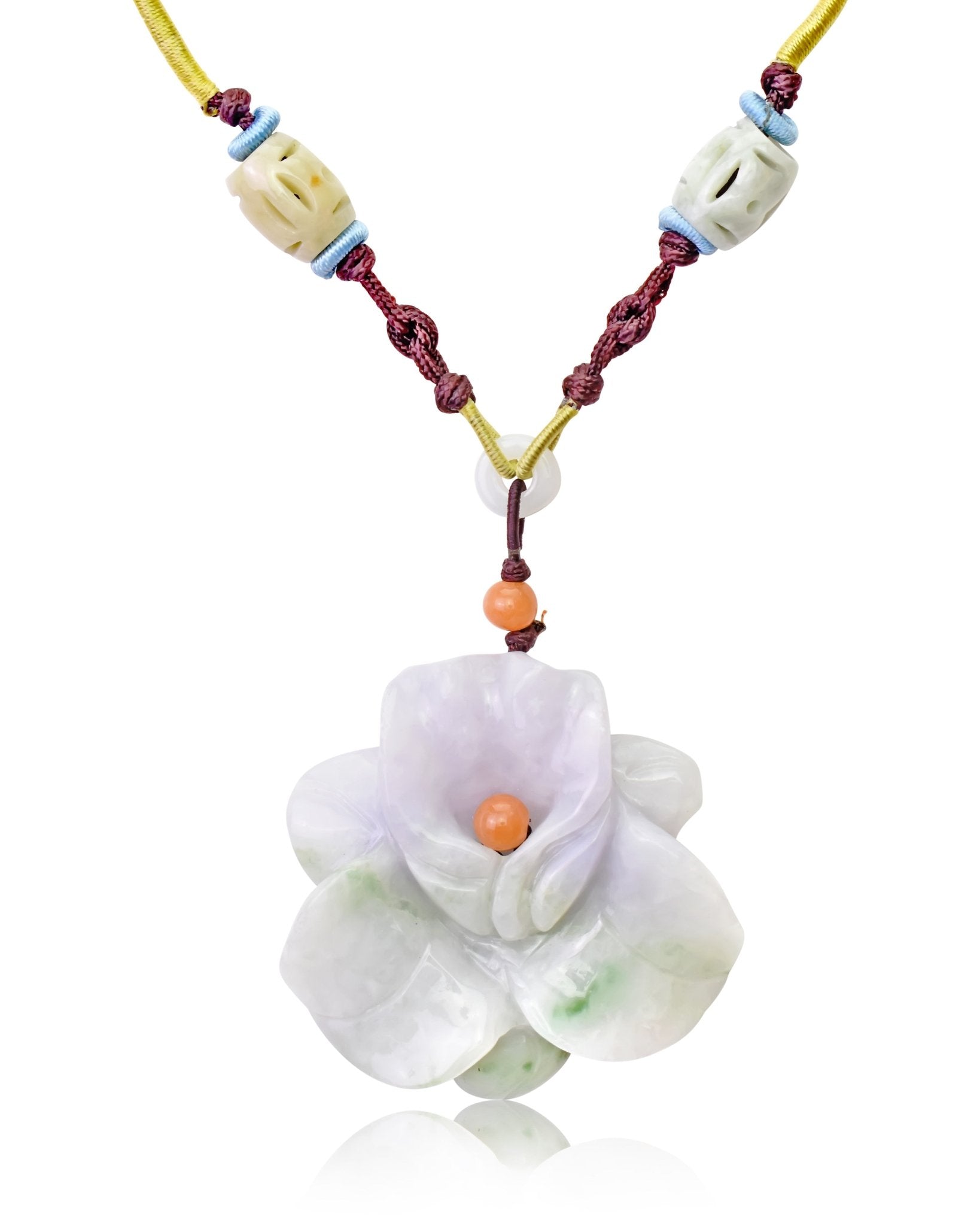 Lavender Jade Necklace Orchid Flower Handmade Jewelry Stunning Orchid Pendant 