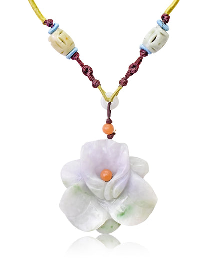 Lavender Jade Necklace Orchid Flower Handmade Jewelry Stunning Orchid Pendant 