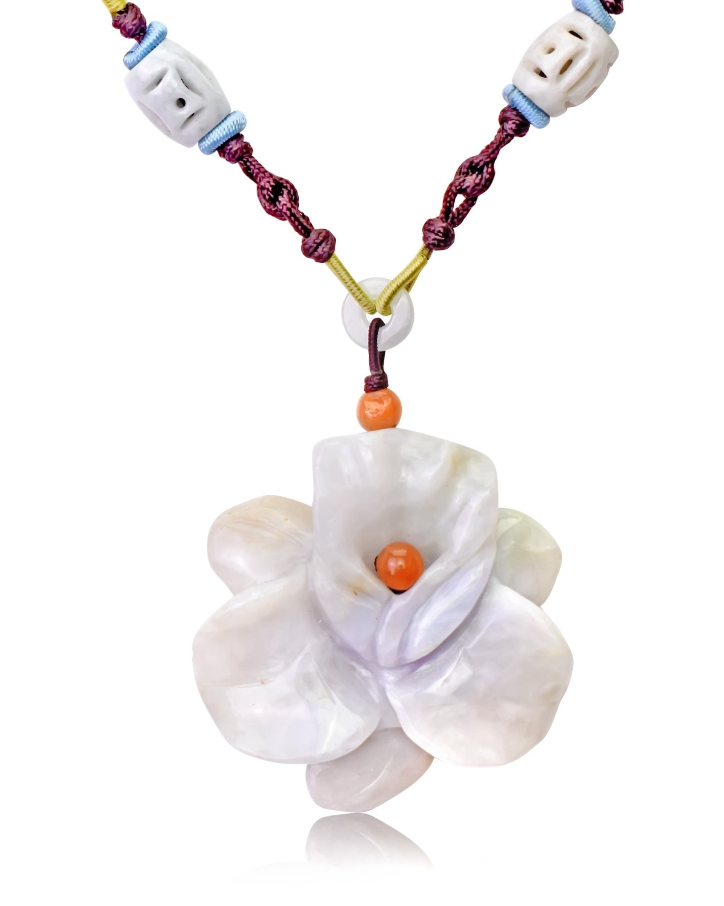 Lavender jade pendant orchid necklace for a unique and nature-inspired jewelry piece