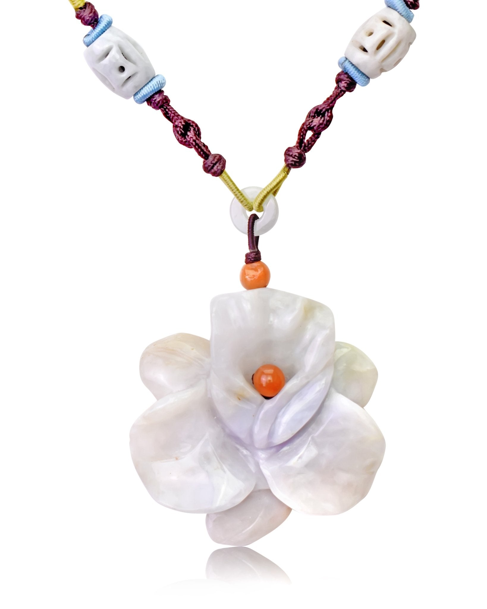 Lavender jade pendant orchid necklace for a unique and nature-inspired jewelry piece