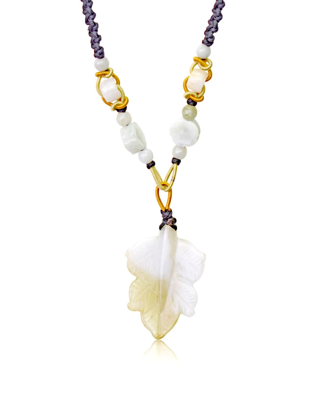 LAutumn Leaf Necklace in Jade Leaf Pendant Necklace for Women Leaf Necklace Christmas Gift