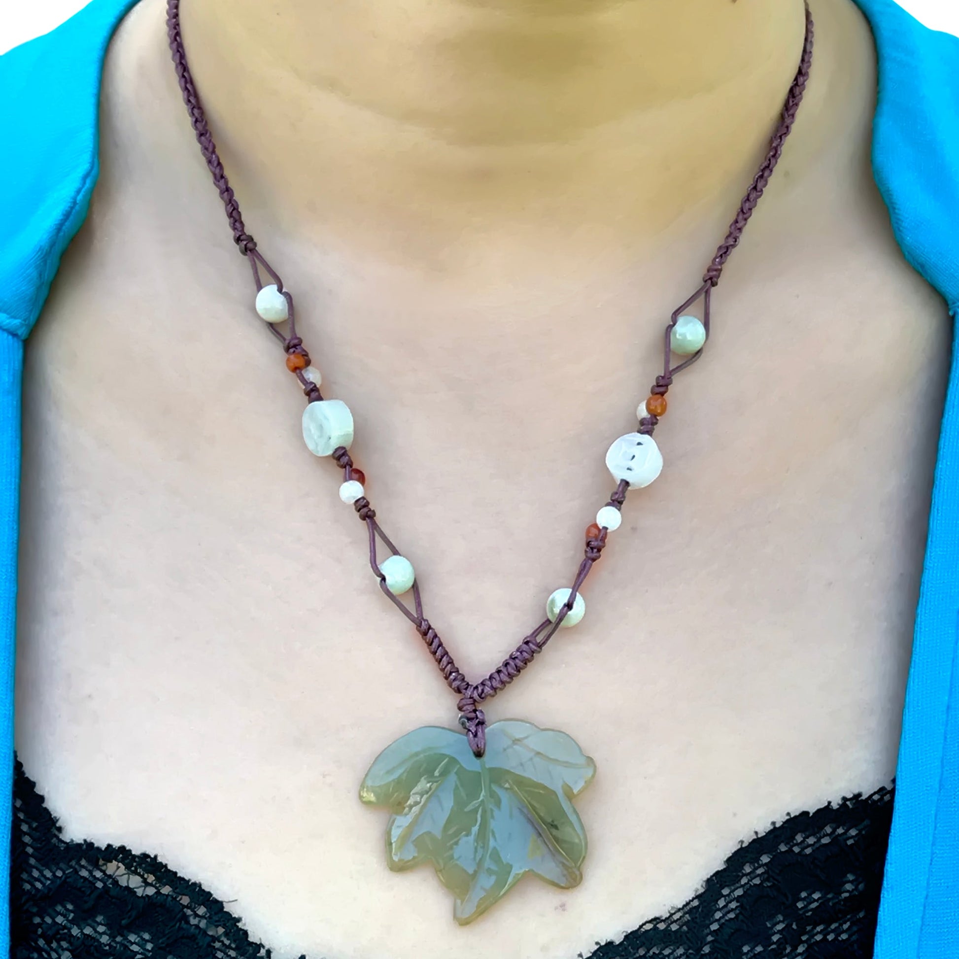 Maple Leaf Necklace for Women Maple Leaf Jewelry in Jade Meaningful Jewelry Gift for Friends on Christmas Day