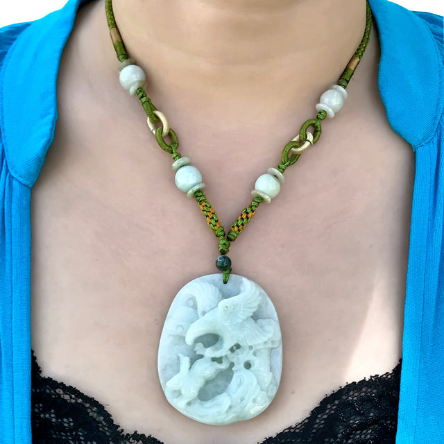Mens Eagle Necklace with Jade Masculine Mens Jade Necklace for Dad Great Holiday or Birthday Gift Idea