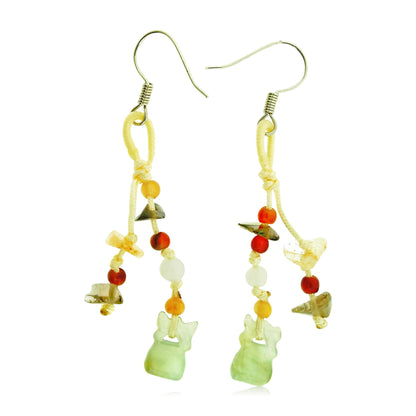 Money Bag Earrings a Yellow Jade Earrings for Mom Unique Handmade Earrings Lovely Mother’s Day Gift