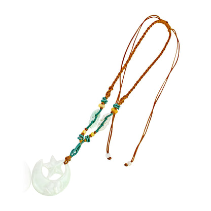 Moon and Stars Jewelry in Jade Handmade Gift for Men or Women, Beautiful for Birthday, or Valentine’s Day Gift