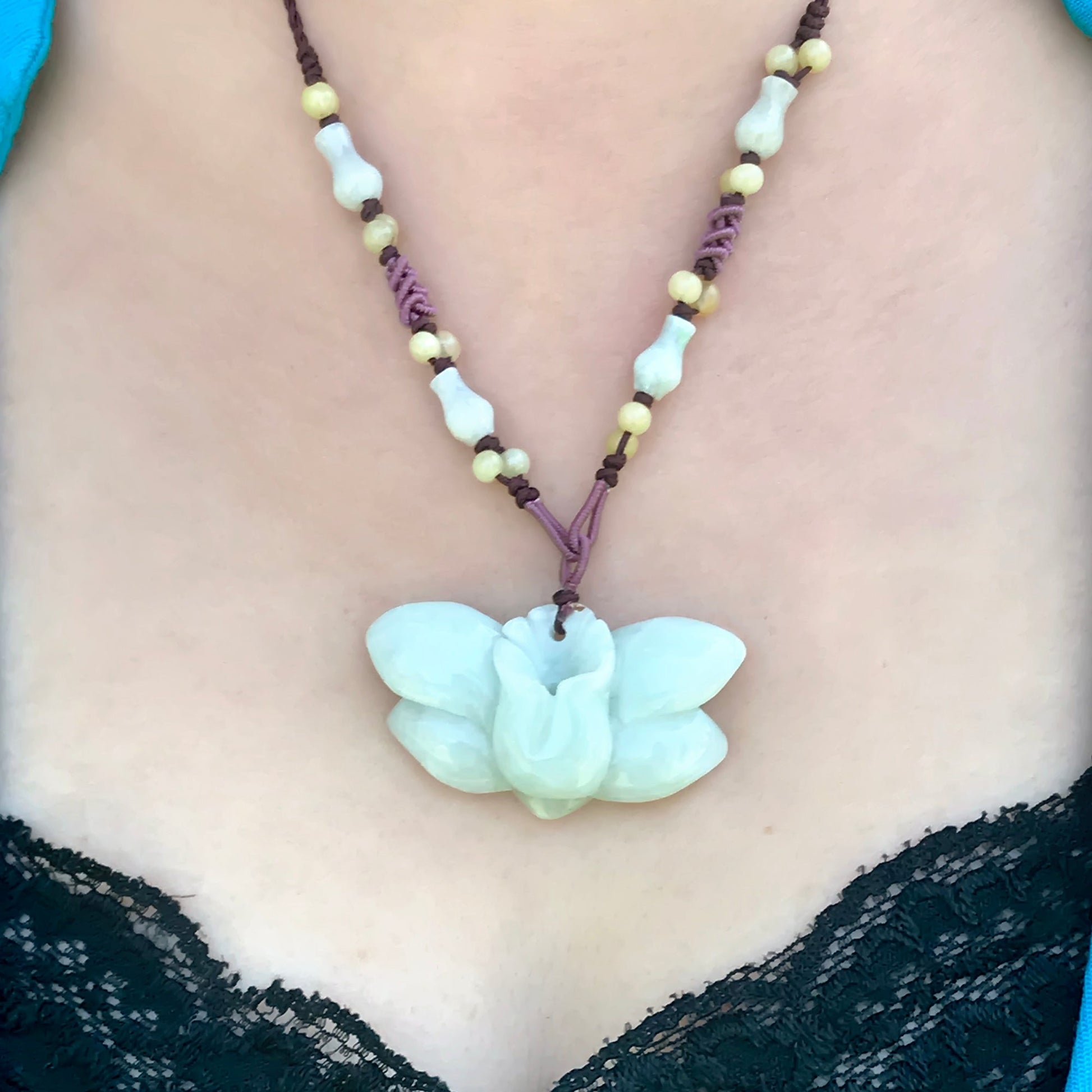 Mother’s Day Gift Flower Pendant for Women Handcrafted Necklace Blue Wild Indigo