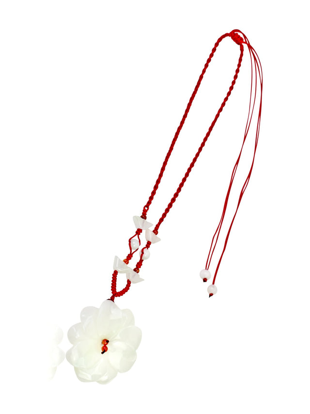 Mother’s Day Necklace for Women a Jade Jewelry with White Dahlia Flower Meaning Peace and Love