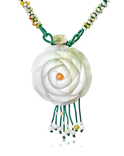 Natural jade rose necklace for birthdays filled with grace