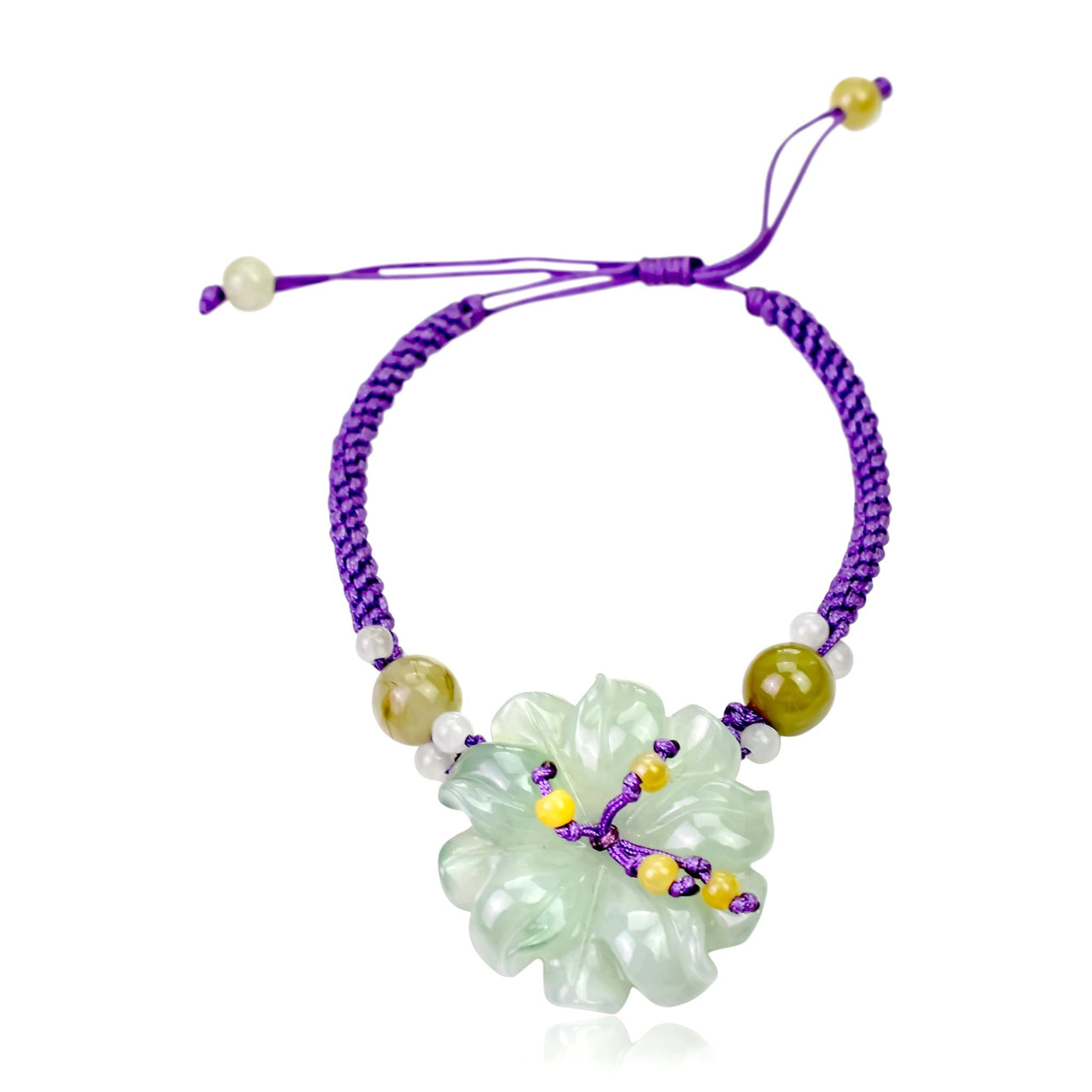 Nature-inspired jade bracelet with white anemone  handmade gift for friends and loved ones


