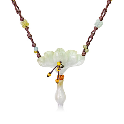 Necklace for Wife with Jade and Peacock in Flowers an Elegant Gift for Anniversaries or Holidays