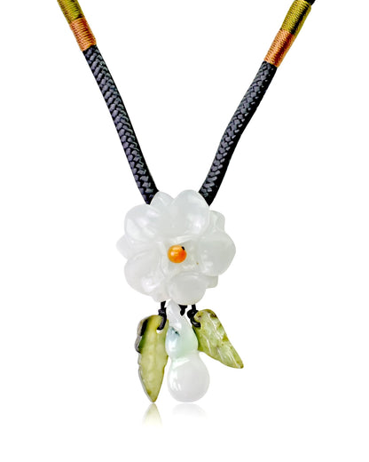 White Jade Camellia Rose A April Rose Camellia For Women Green Jade Necklace Birthday Gift For Love And Inner Peace