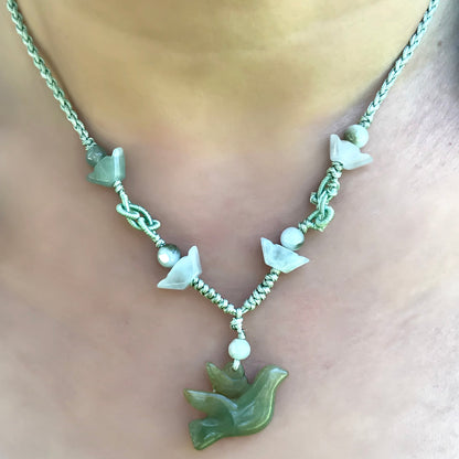 Necklace with Bird Pendant Themed Jade Necklace for Women Perfect for Gifting on Valentine’s Day, Mother’s Day, or Holidays