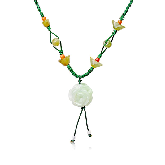 Necklace with a Flower for Women Small Jade Pendant for Engagement Gifts She'll Treasure