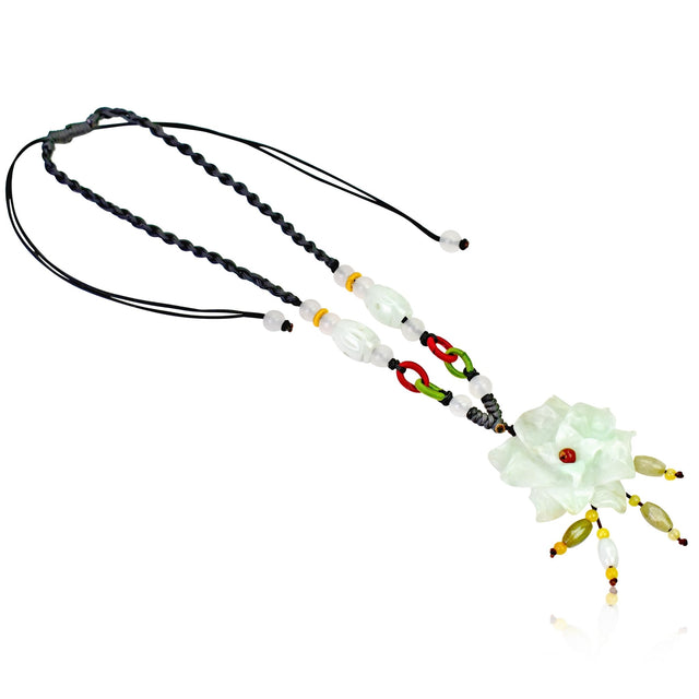 November Birthday Gift Handcrafted with Jade Flower Pendant Handmade Necklace