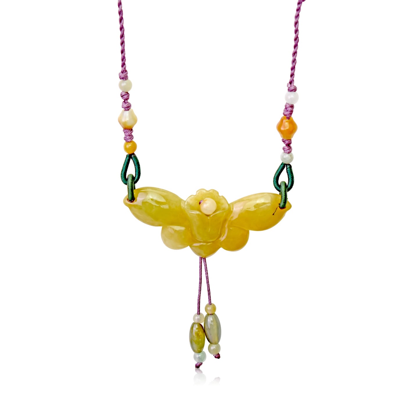 Orchid Butterfly Jade flower pendant – an anniversary gift she'll adore