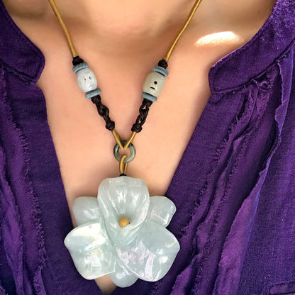 Orchid Flower handmade jewelry featuring a stunning orchid pendant Floral-inspired jade flower necklace for women