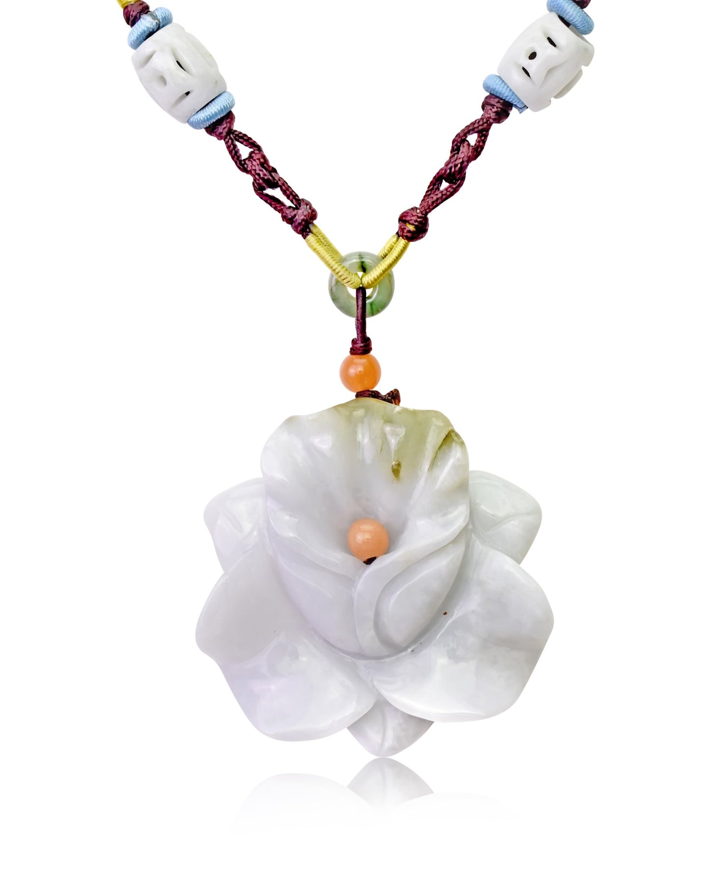 Orchid Pendant Floral-Inspired Jade Flower Necklace for Women 