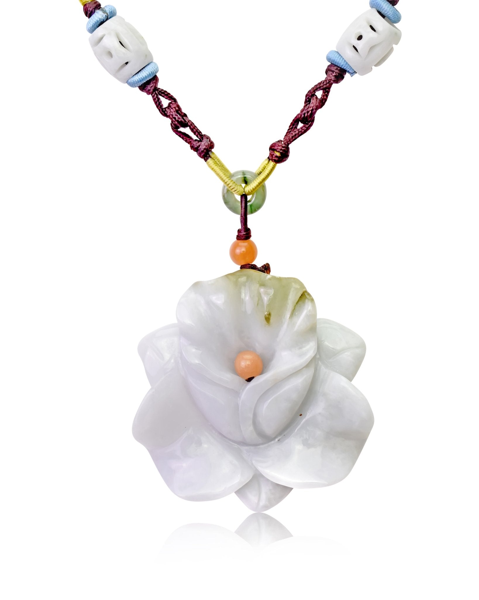 Orchid Pendant Floral-Inspired Jade Flower Necklace for Women 