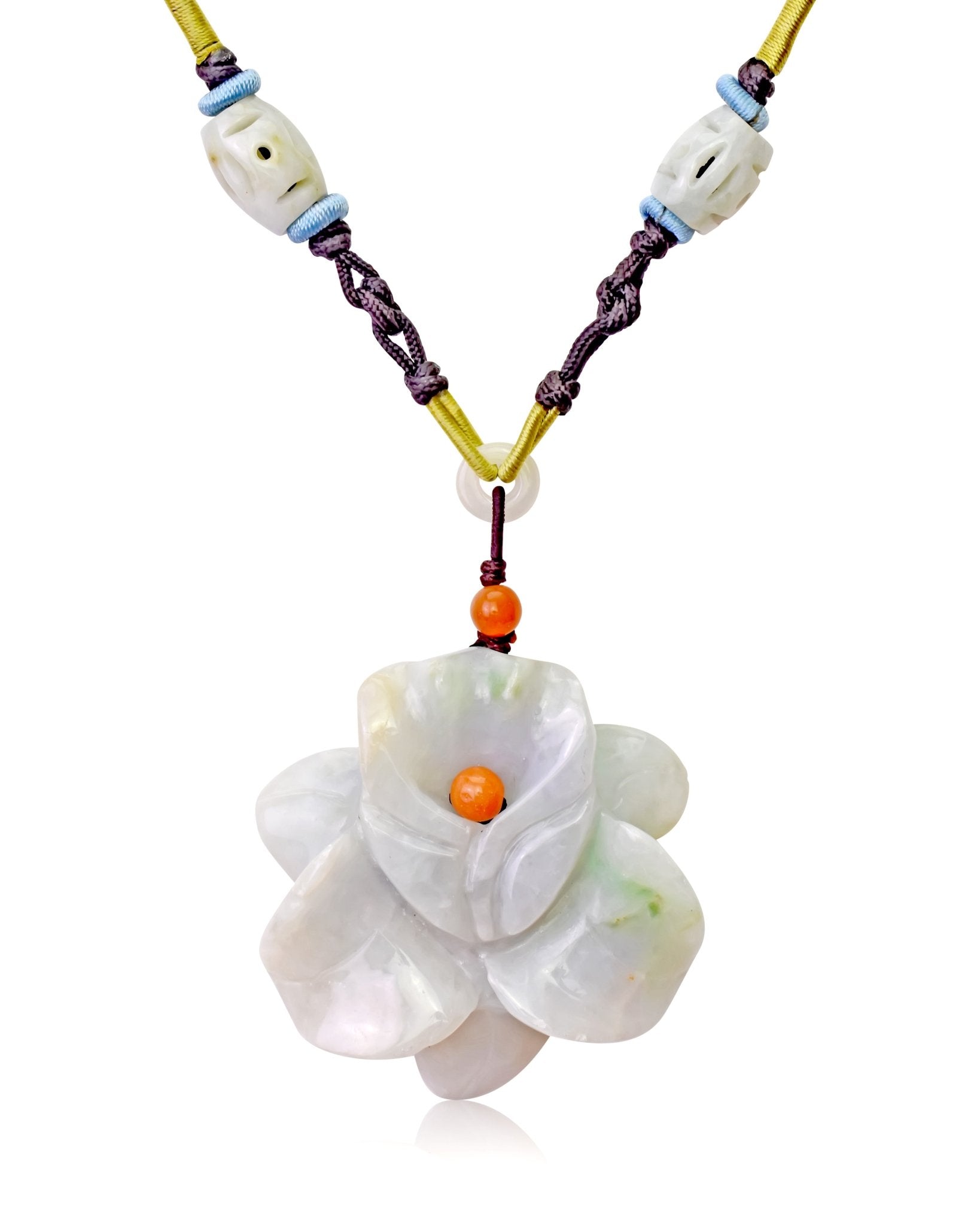 Orchid Pendant Floral-Inspired Jade Flower Necklace for Women February 