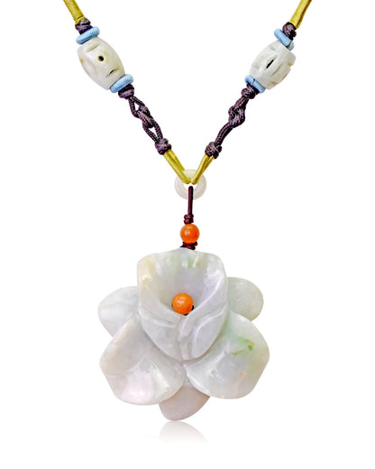 Orchid Pendant Floral-Inspired Jade Flower Necklace for Women February 