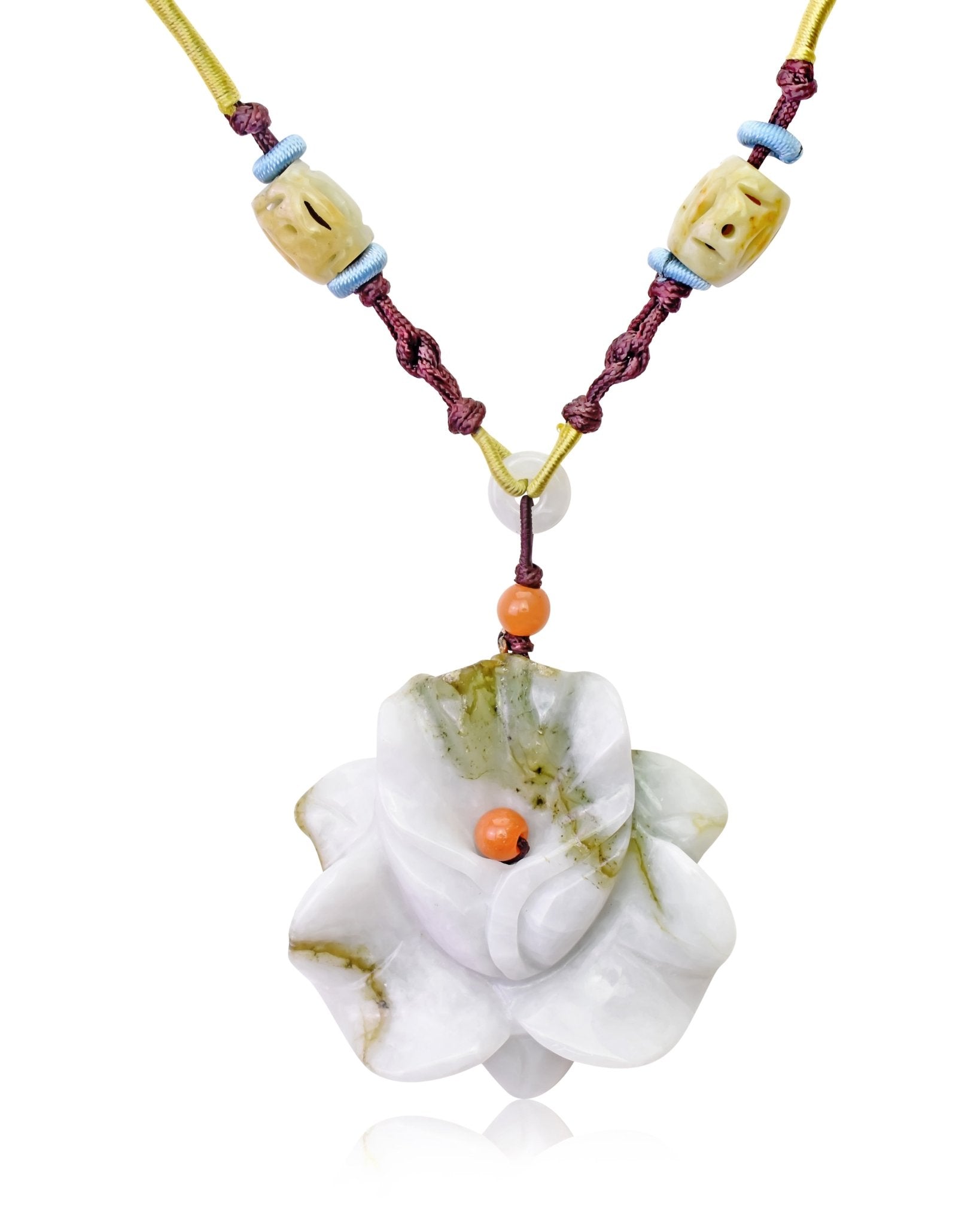 Orchid Pendant Jade Flower Necklace for Women February Birth Flower Necklace for her