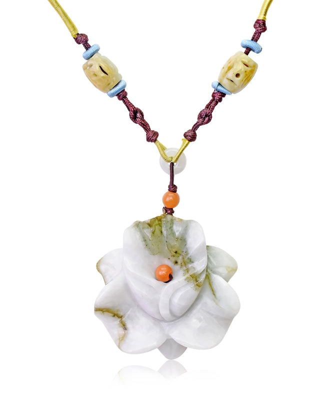 Orchid Pendant Jade Flower Necklace for Women February Birth Flower Necklace for her