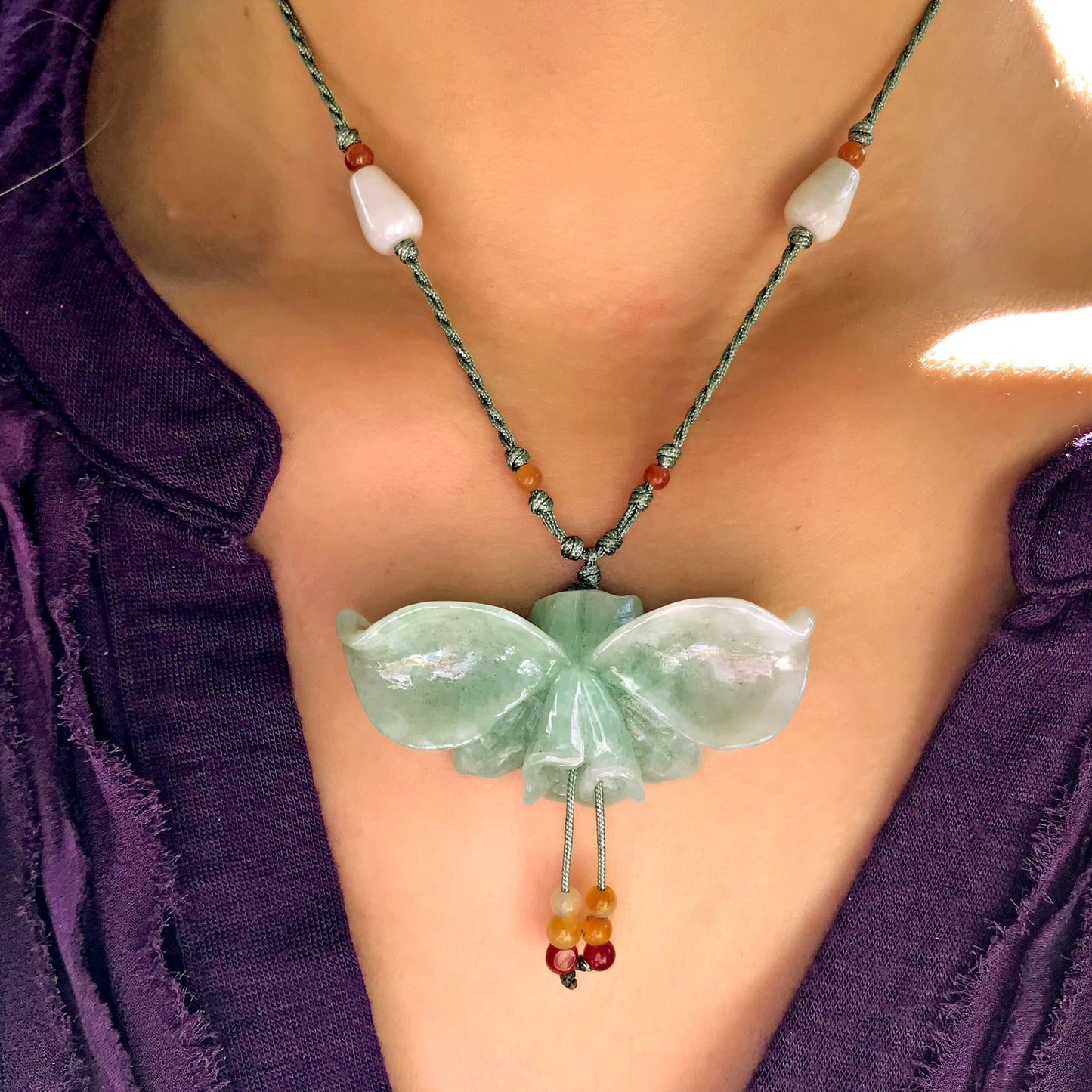 Orchid butterfly piece for romantic celebrations Nature-inspired orchid pendant perfect for her birthday