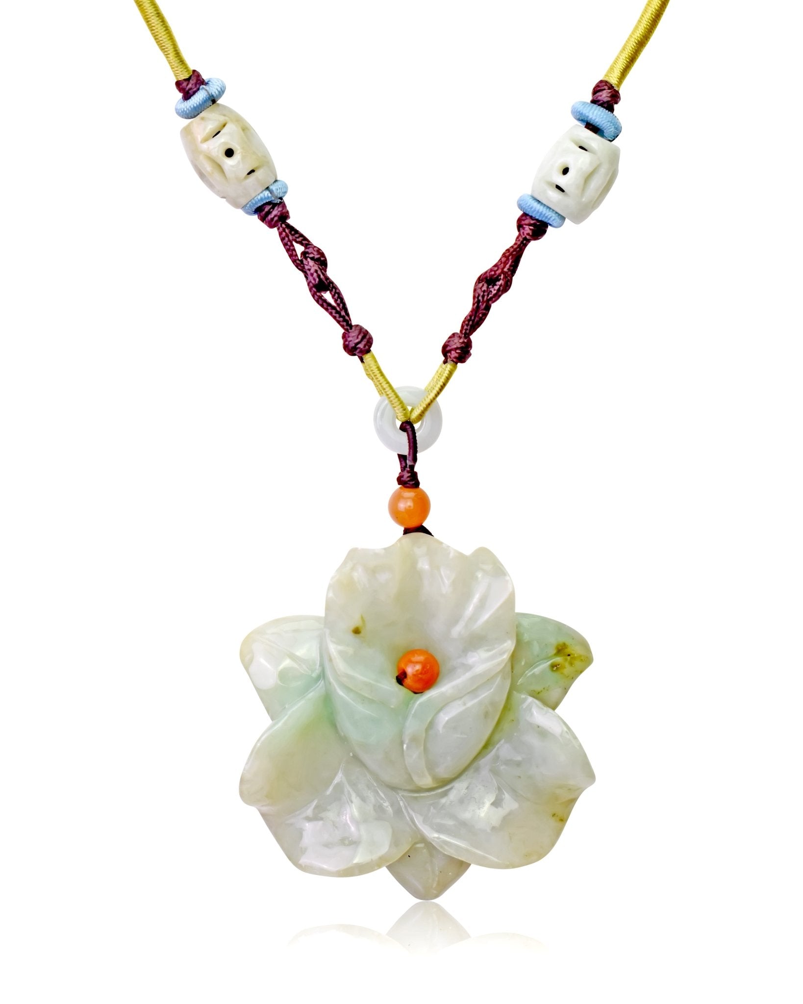 Orchid pendant jade flower necklace for women February Birthday Gift