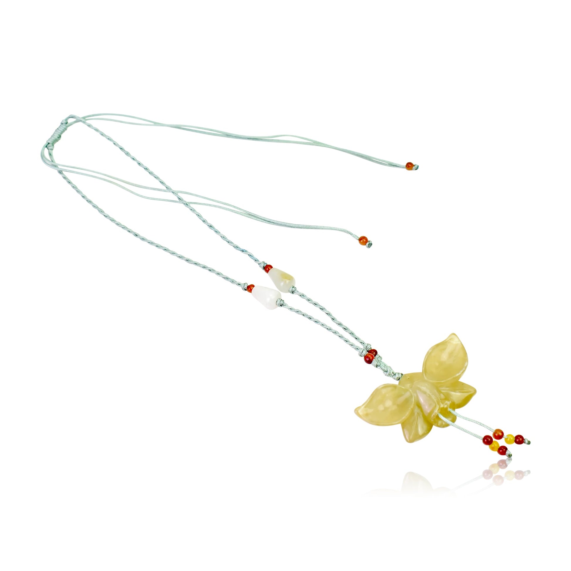 Orchid pendant with floral charm for anniversary gifting Jade flower pendant for women – a Mother's Day treasure