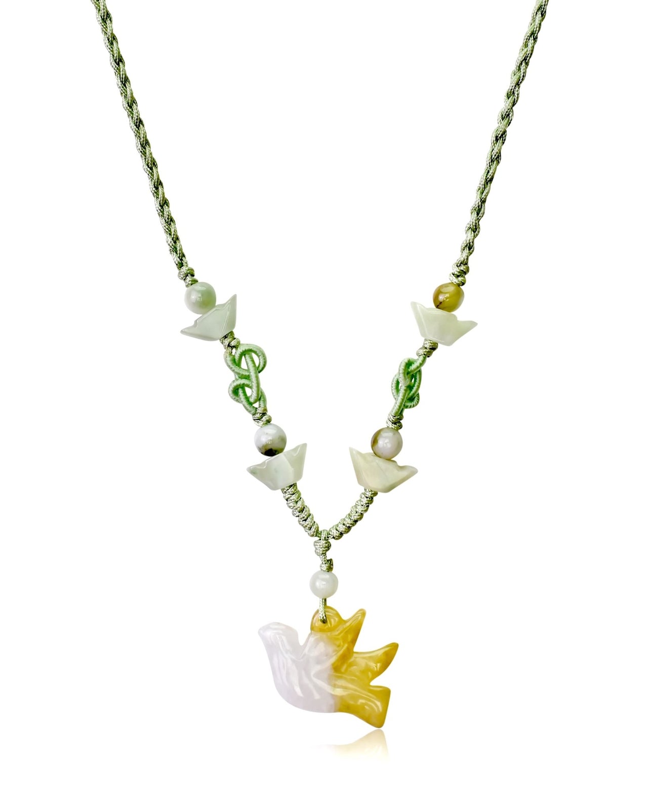 Pendant Bird a Gift of Freedom, Peace, and Love Wrapped in Healing Jade